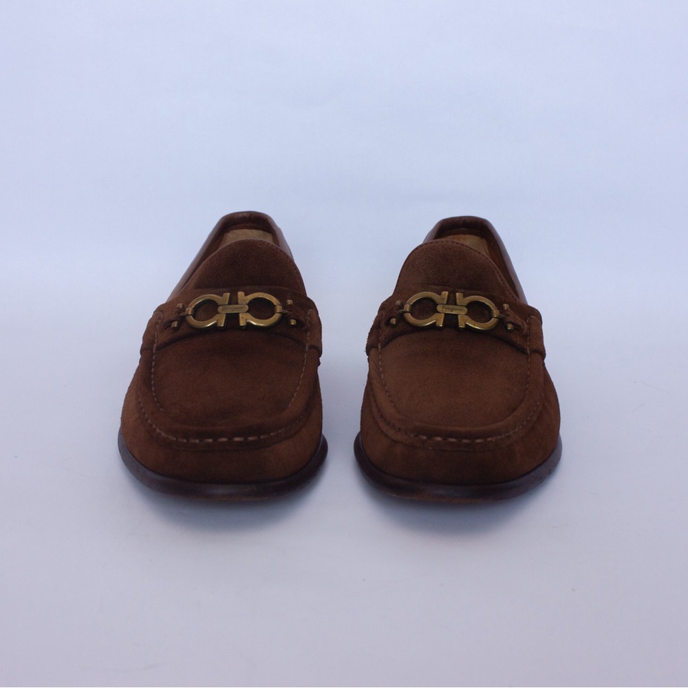 850$Ferragamo Moccasin Gancini Testa Di Moro Ornament Suede Mens SZ:9 - Picture 4 of 14